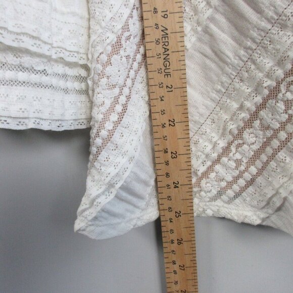 Cinq à Sept Antonia Lace Blouse Women White Cotton M Ruffle Sleeve Boho 296 - Picture 9 of 10